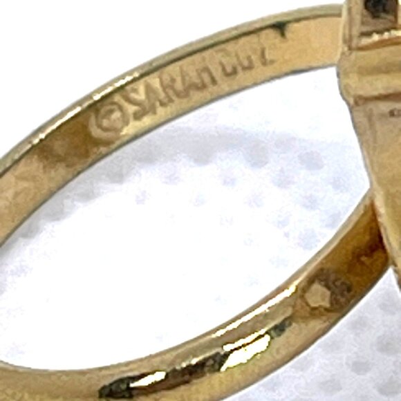 Sarah Coventry Brown Faux Tiger Eye Adjustable Gold-Tone Ring Size 7.25 Vintage - Picture 3 of 10